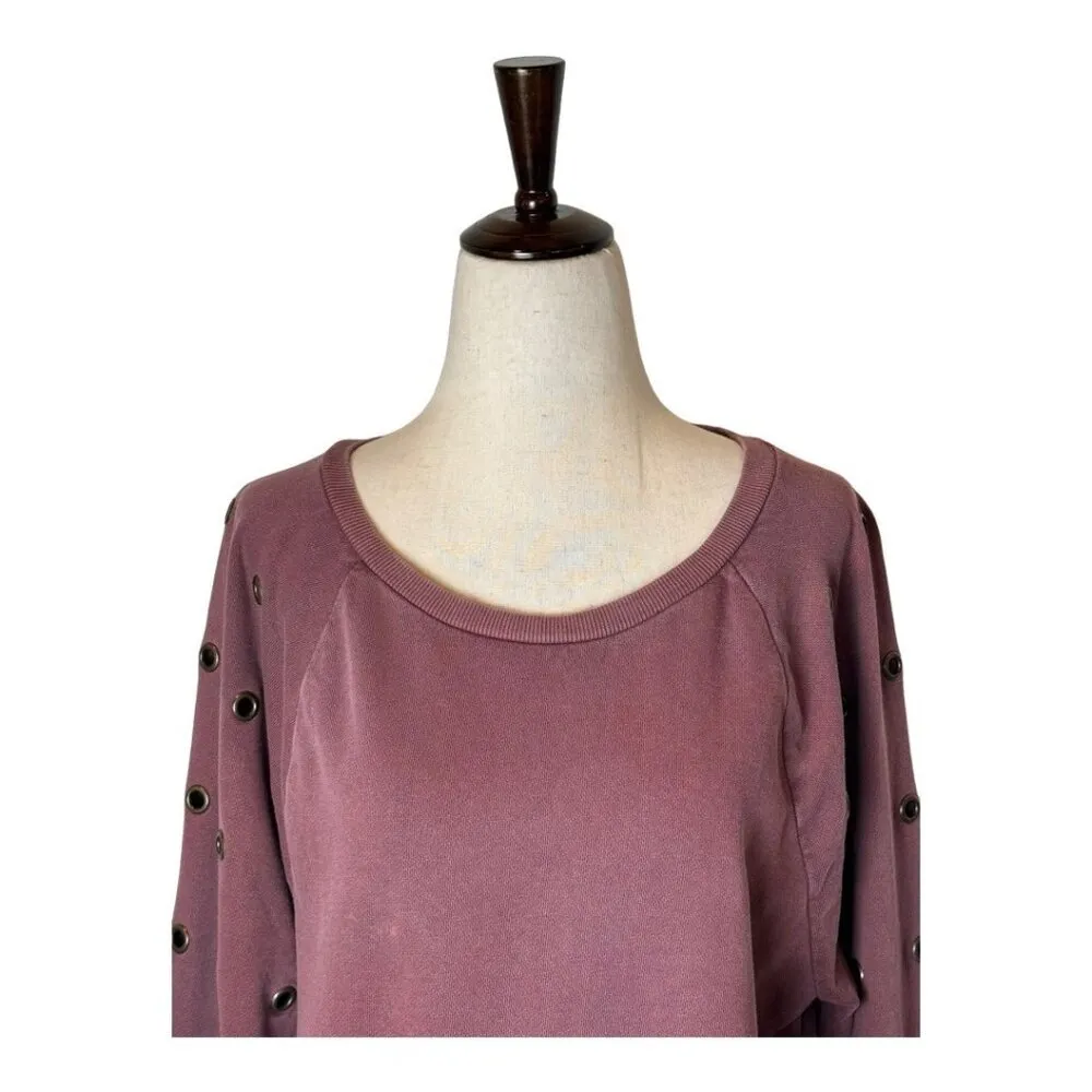 Joe's Jeans Collection Sweatshirt Women Small Mauve Purple Izzy Grommet Pullover - Image 4