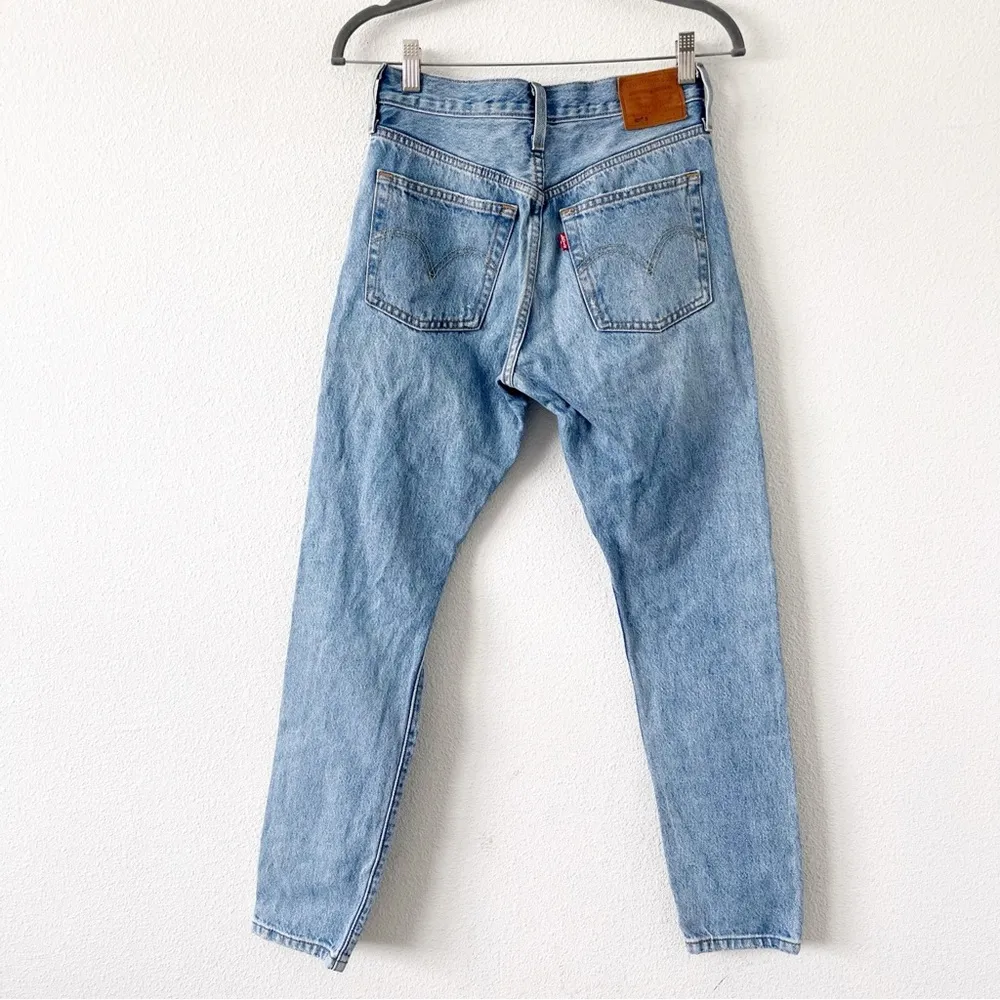 Levi's Premium 501 Distressed Destroyed Blue Denim Button Fly Jeans - Image 4