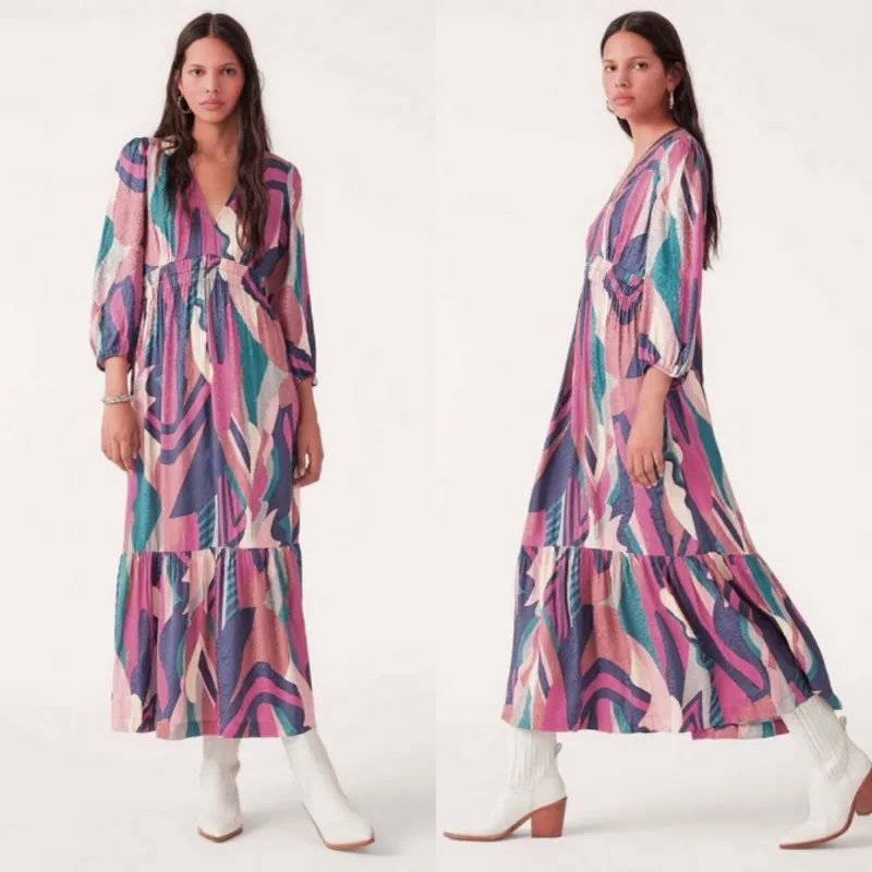 BA&SH NEW Wina Dress Night Blue‎ XS Dinner Event Holiday New Year Holiday - Image 2