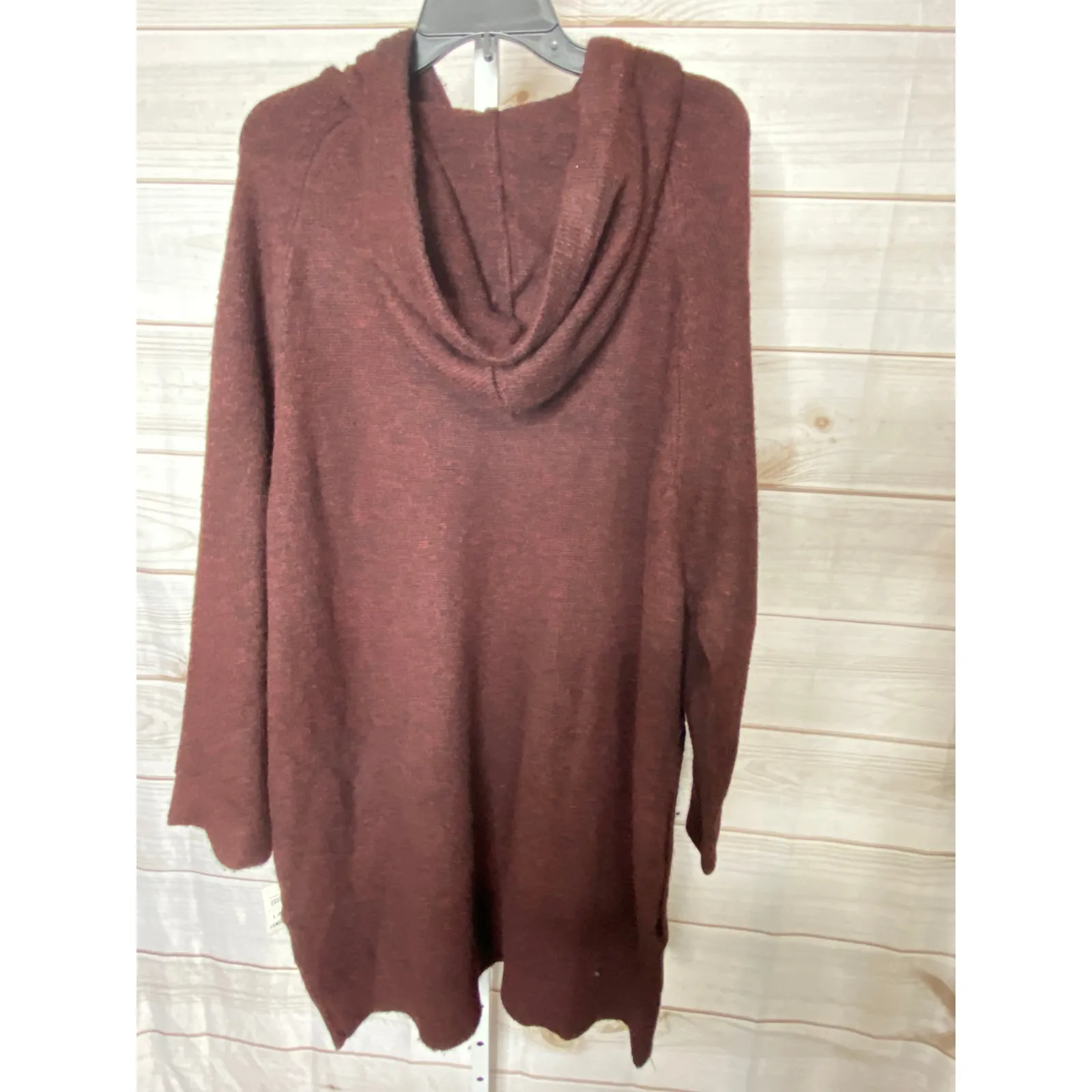 NWT State of Day Women's L Oversized Burgundy Acrylic Sweater Dress Hooded Purple Size L - Image 2