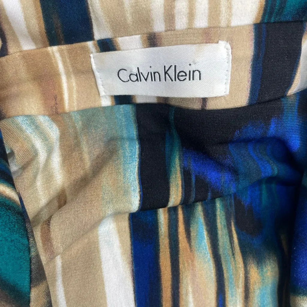 Women's Multi Colored Geometrical Faux-Wrap Dress Size 6/8 - Image 8