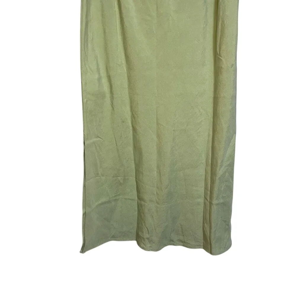 Madewell Light Green Layton Midi Slip Skirt SZ 6 NWT Linen Twee Modest Twill - Image 10