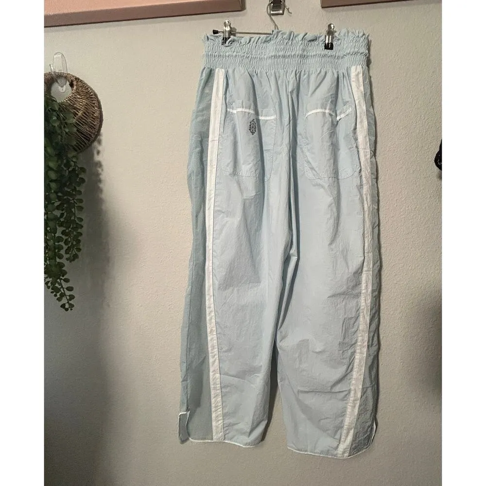 NEW Free People Champ Is Here Pants Artic Snow Blue Barrel Cut Crop High Rise Lg - Image 7