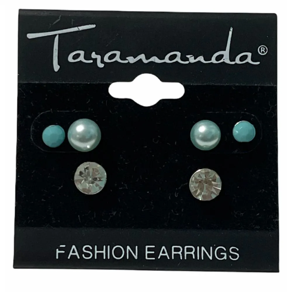 Taramanda‎ Trio Earring Set CZ Studs Tiny Stud Blue Blue - Image 2