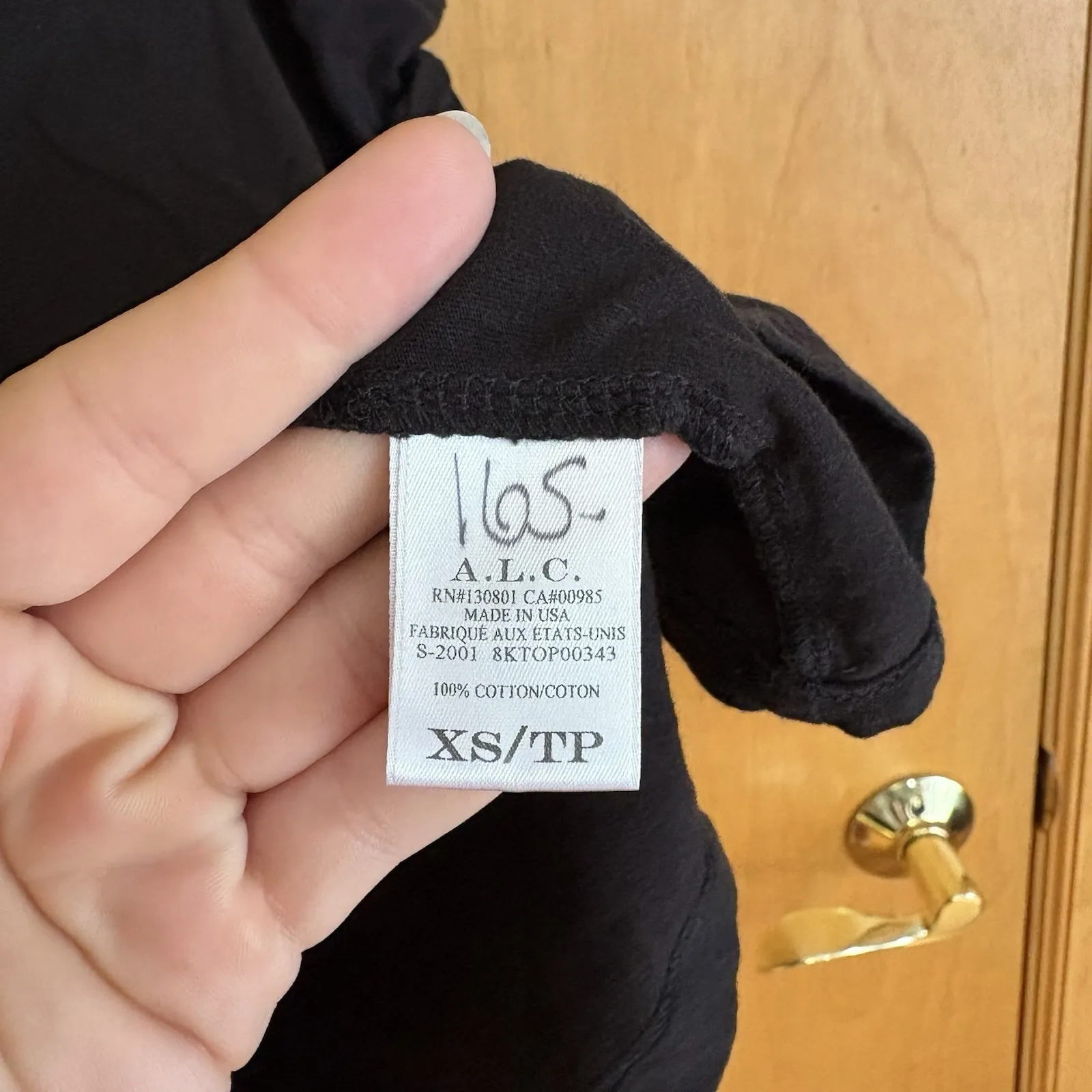 ALC "Kati"‎ Puff-Sleeve Cotton Tee Shirt Black XS - Image 3