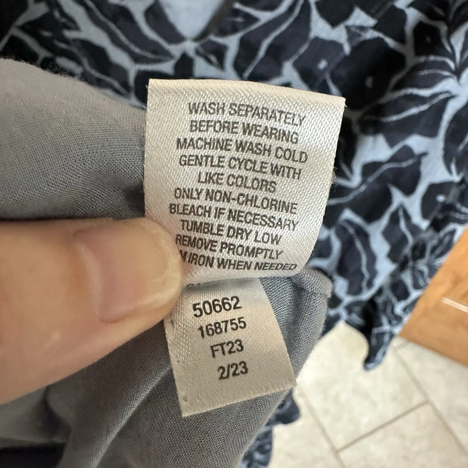 Garnet Hill Dress XL Crepe Floral Print 3/4 Sleeve Flowy Loose Fit Midi Blue - Image 5