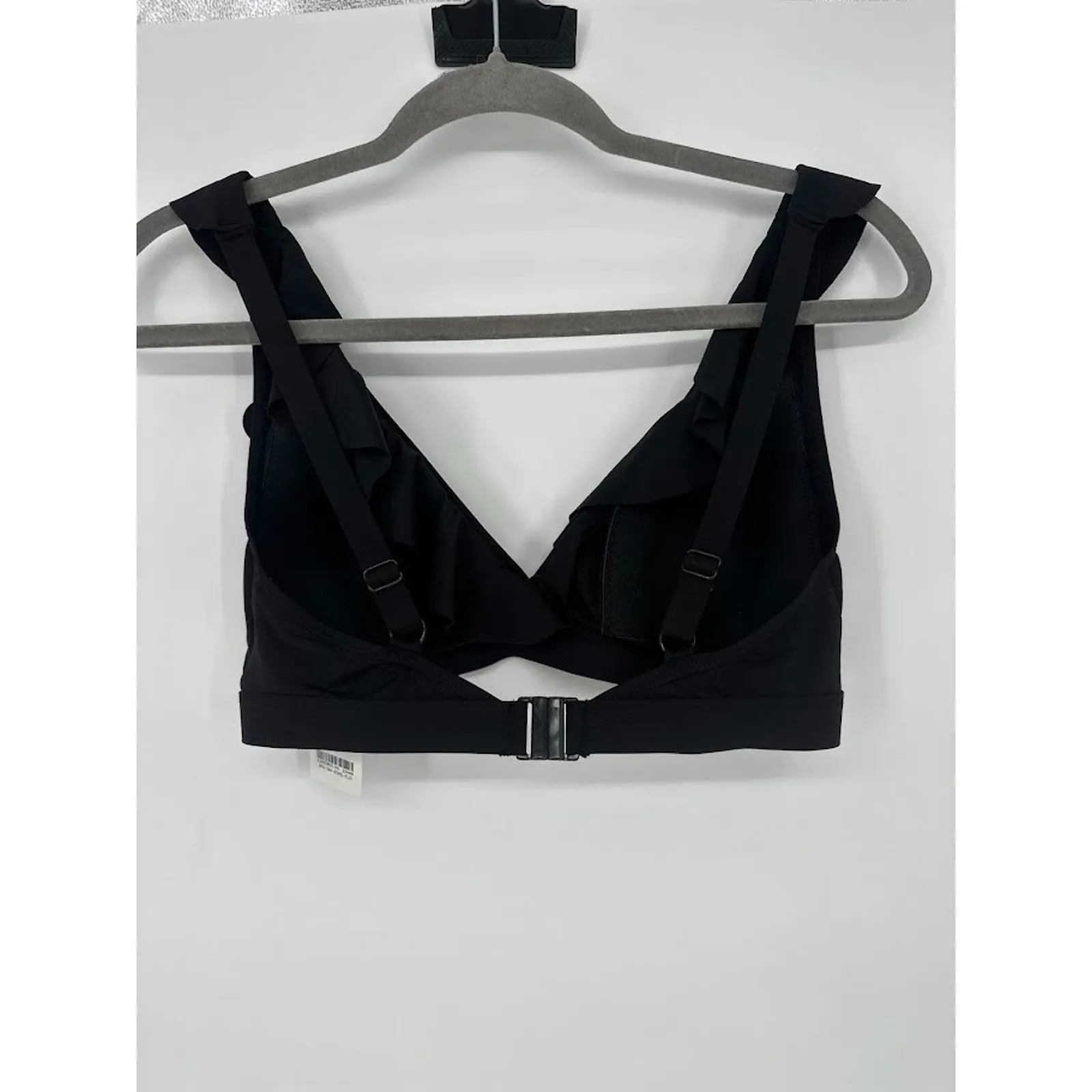 Niptuck Swim Black Ruffle Shoulder Bikini Top US 6 Multi Fit Cup Padded Beach - Image 6