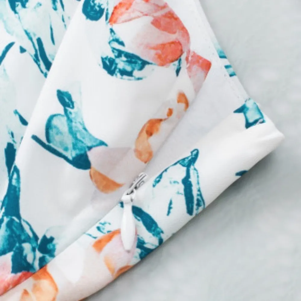 NEW White with Orange & Blue Floral Spaghetti Strap Wide Leg Jumpsuit Size XL - Image 12