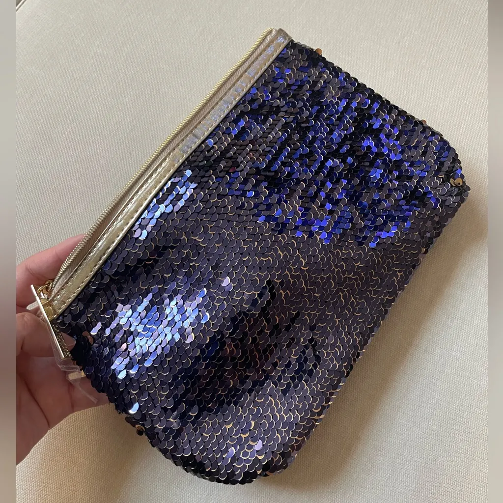 Lancome Sequins Makeup Bag Blue - Image 10