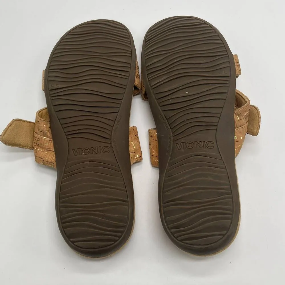Vionic Women's Cork Tan Gold Skylar Adjustable Slide Sandals Size 11 - Image 5