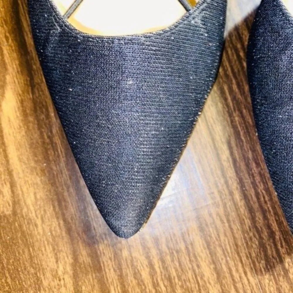 J Renee Veeva Glitter Fabric Heels Size 6 Black - Image 5