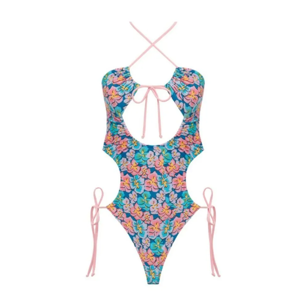 💕FOR LOVE AND LEMONS💕 Yasmin One-Piece Swimsuit ~ Blue Floral Print  Small NWT - Image 7