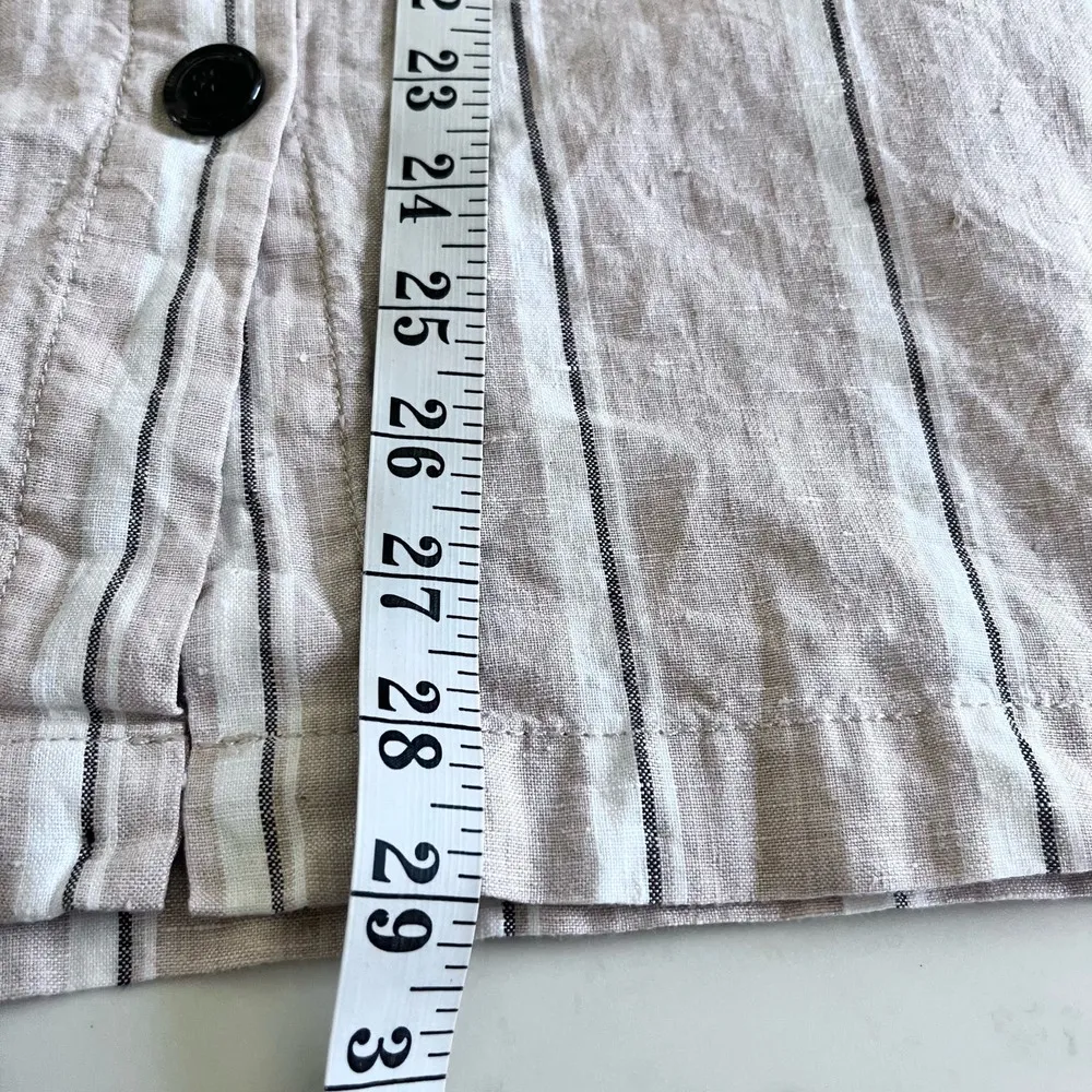 Rachel Zoe 100% linen striped  belted button up midi skirt size Small - Image 6