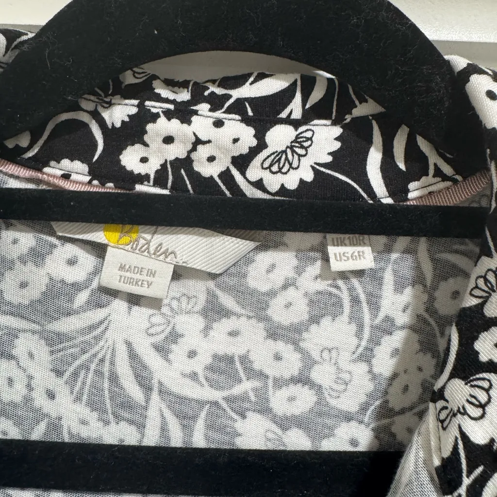 Boden Black floral Midi tie waist dress Size 6 - Image 3