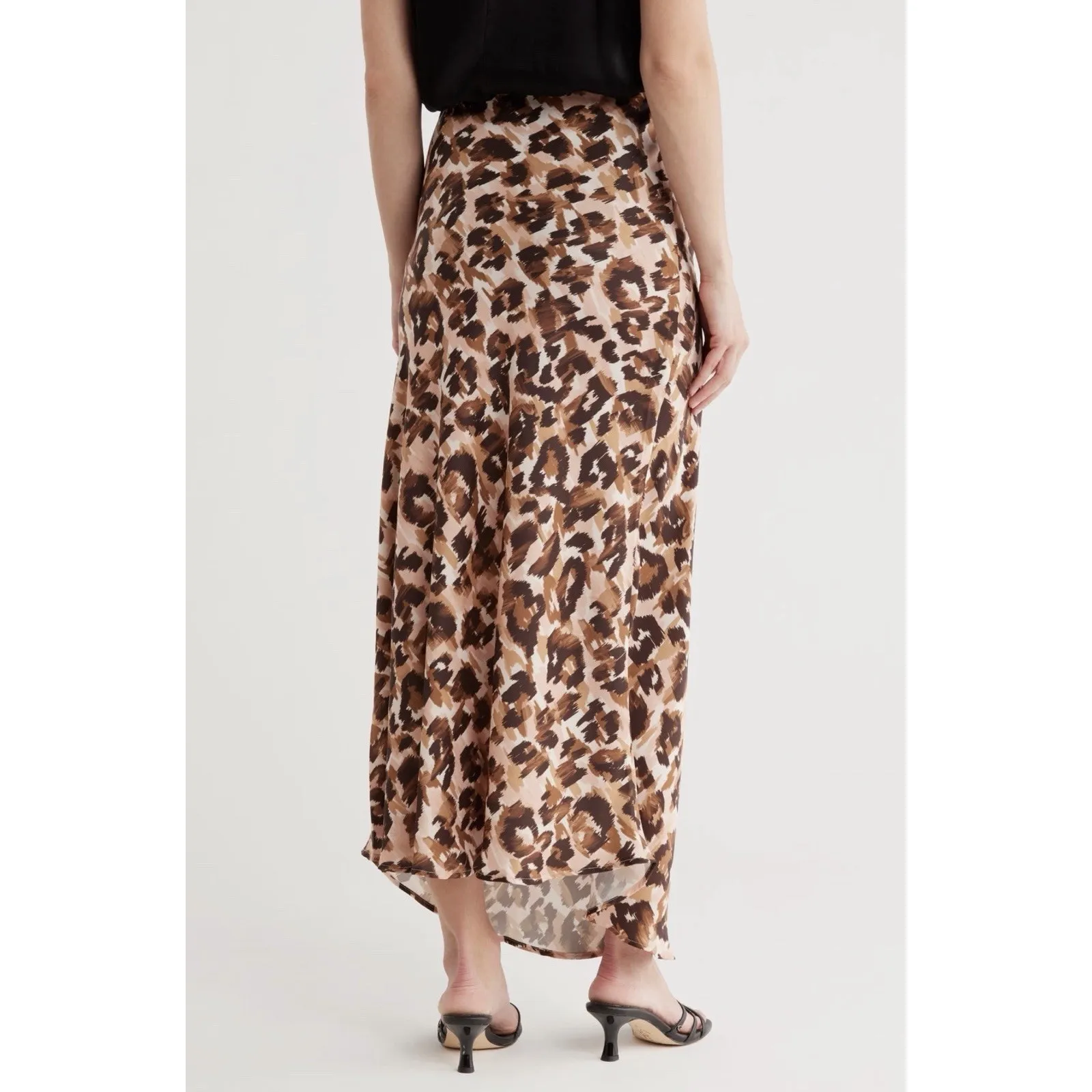 Steve Madden Leopard Print Satin Maxi Skirt, Women's Size M - Image 10