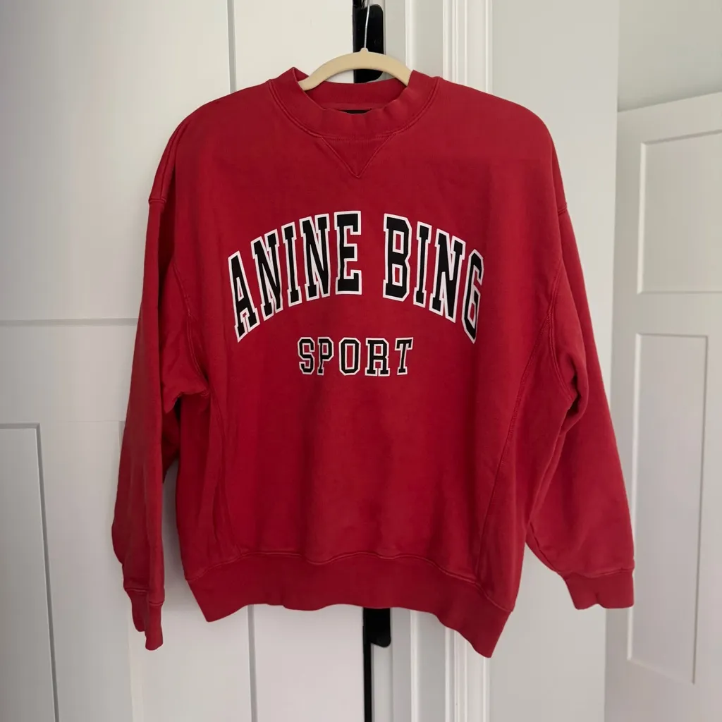 ANINE BING Sport Red Jaci Sweatshirt Pullover - Image 2