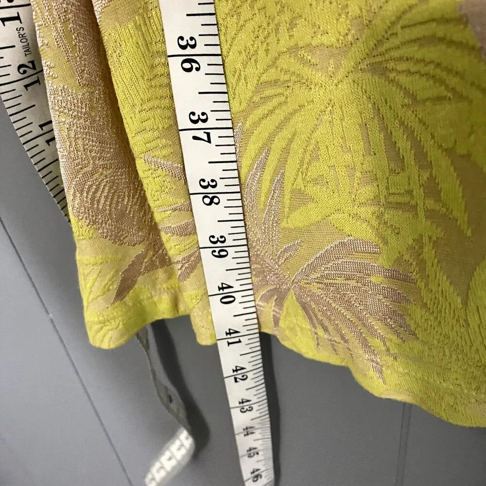 ASOS Yellow Champaign Shimmer Tropical Print Deep V-neck Boho Midi Dress 22 - Image 4