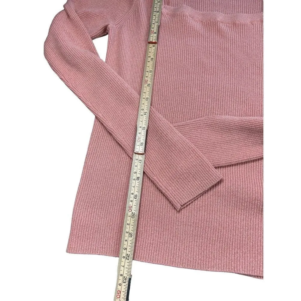 Michael Kors pink coral square neckline sweater size small - Image 4