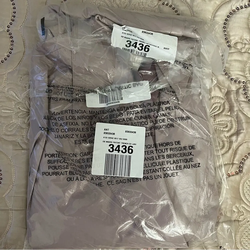 Anthropologie Maeve Patent Faux Leather Trench Coat NEW Size Medium - Image 12