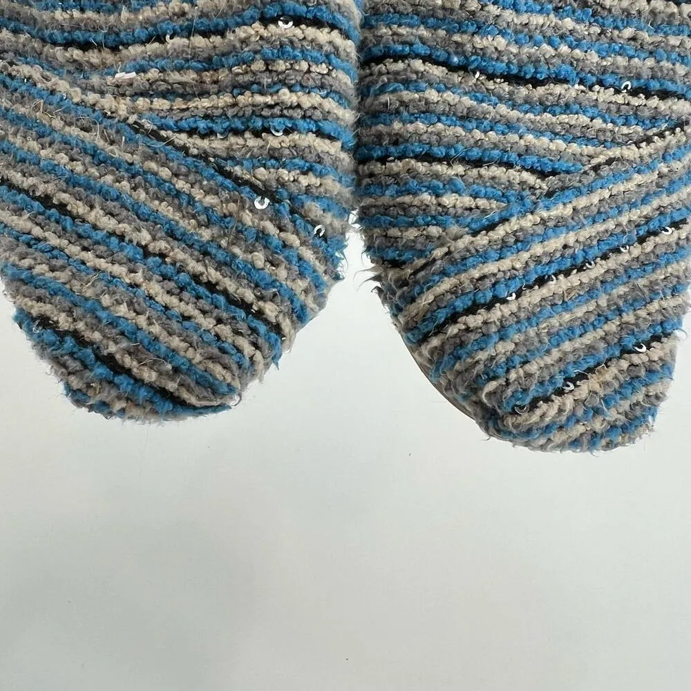 TOMS Slip On Women's Shoes Size 8.5 Fuzzy Textured Striped Blue, Gray, Black - Image 10