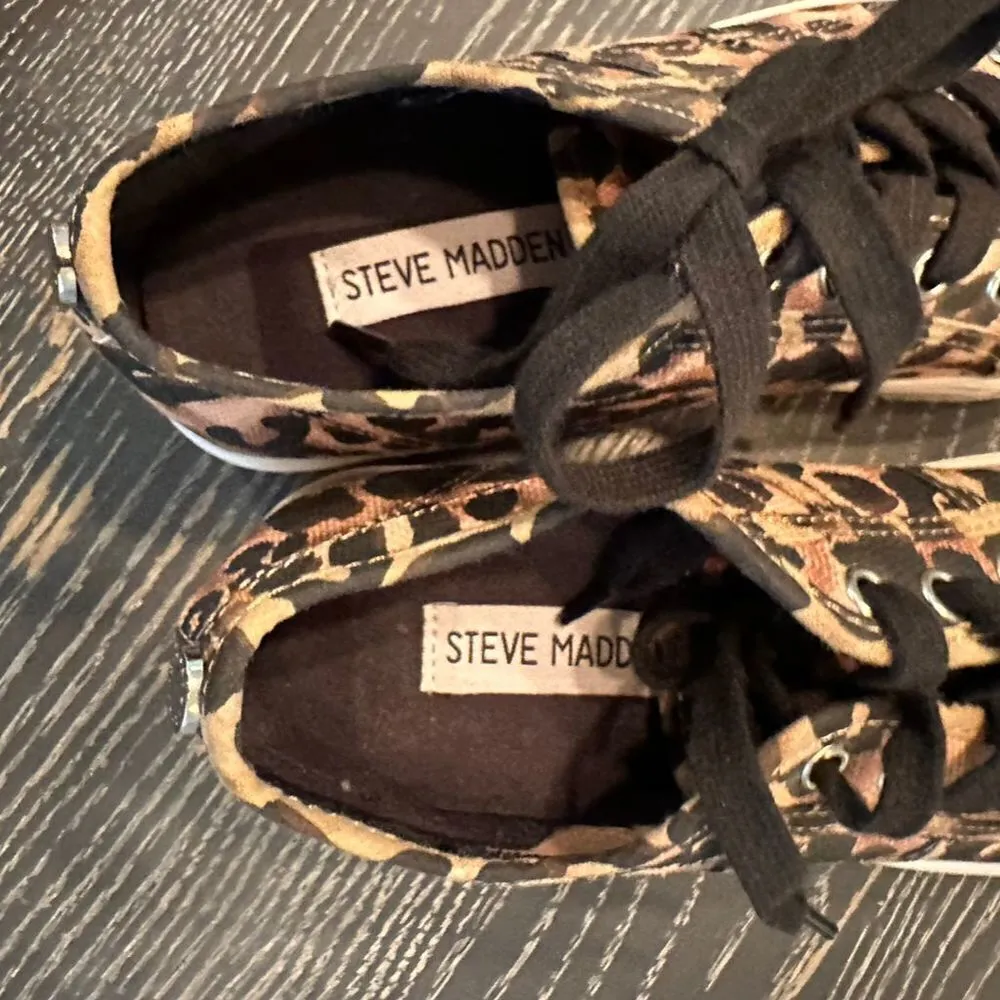 Steve Madden Women's Size 6 Emmi Leopard Print Platform Sneakers Multicolor - Image 8