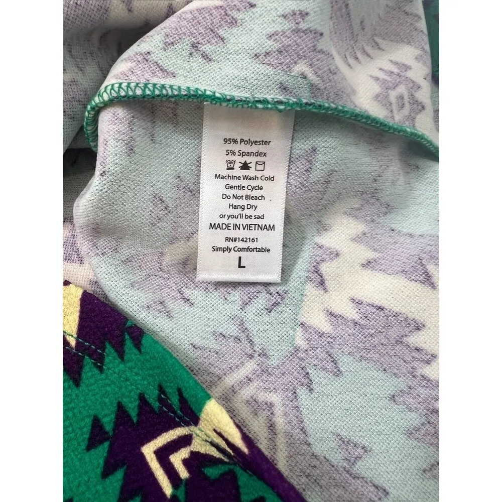 LuLaRoe Cassie Women's Textile  Green, Yellow, & Purple Skirt - Image 4