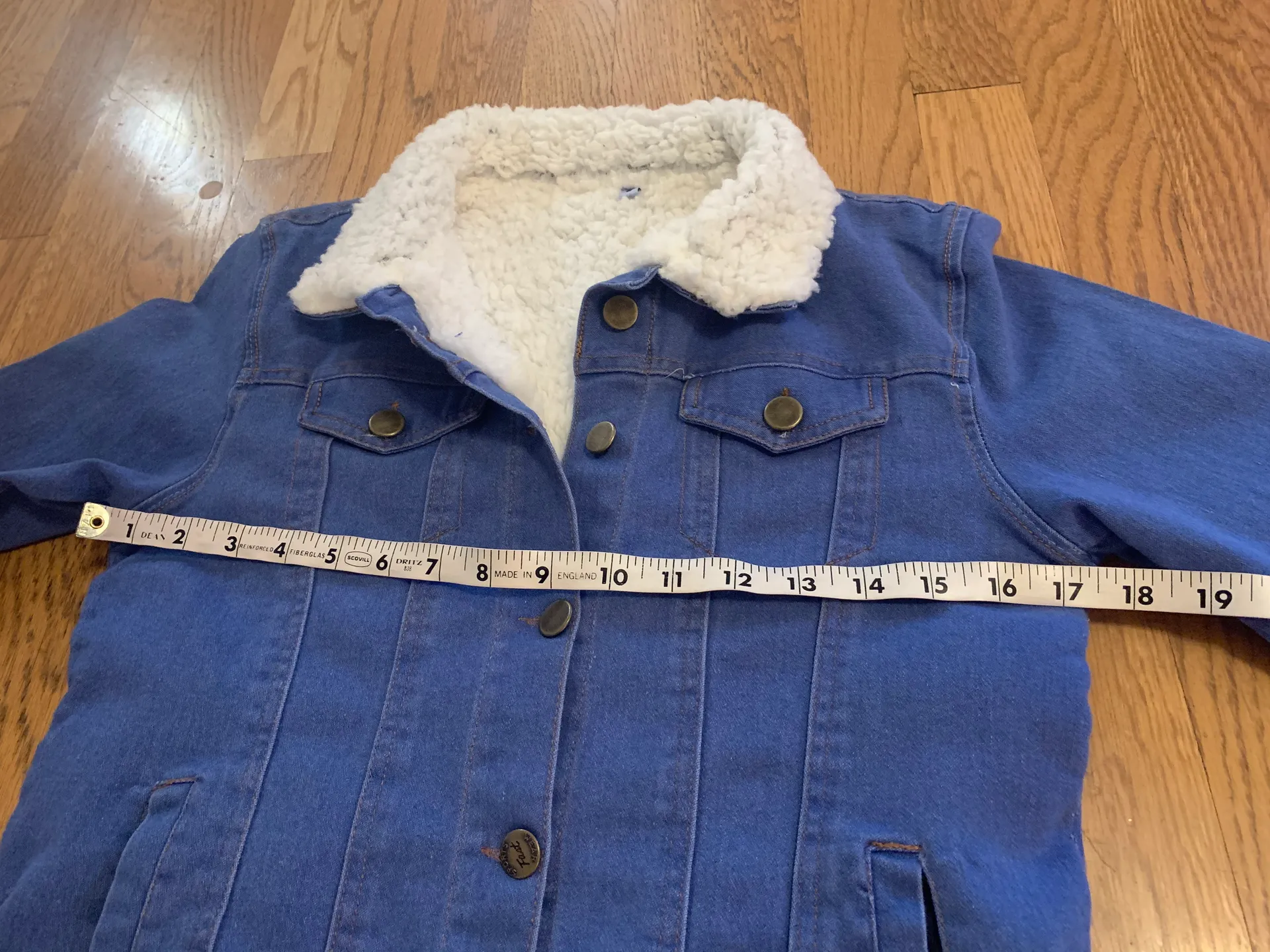 Sherpa Lined Denim Jacket Size S Blue - Image 8