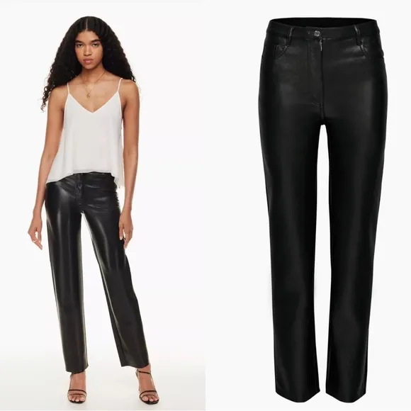 ARITZIA WILFRED FREE Melina Faux Leather Black Pants Size 8 - Image 18