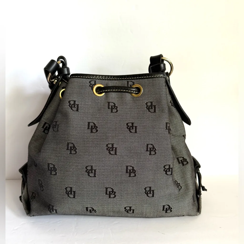 Dooney & Bourke Black and Gray Monogram Shoulder Bag - Image 7