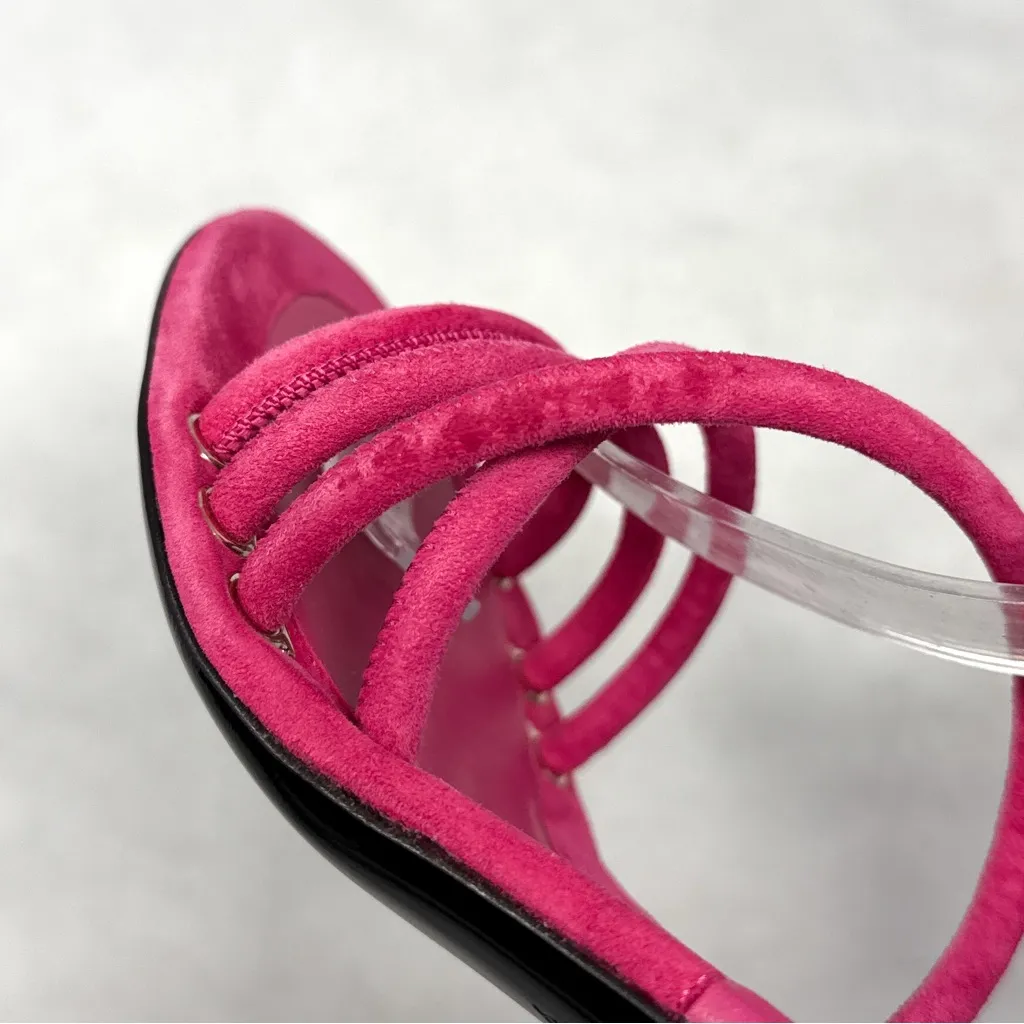 NEW Salvatore Ferragamo Augusta Suede Strappy Buckle Sandal Block Heel Pink 7 - Image 6