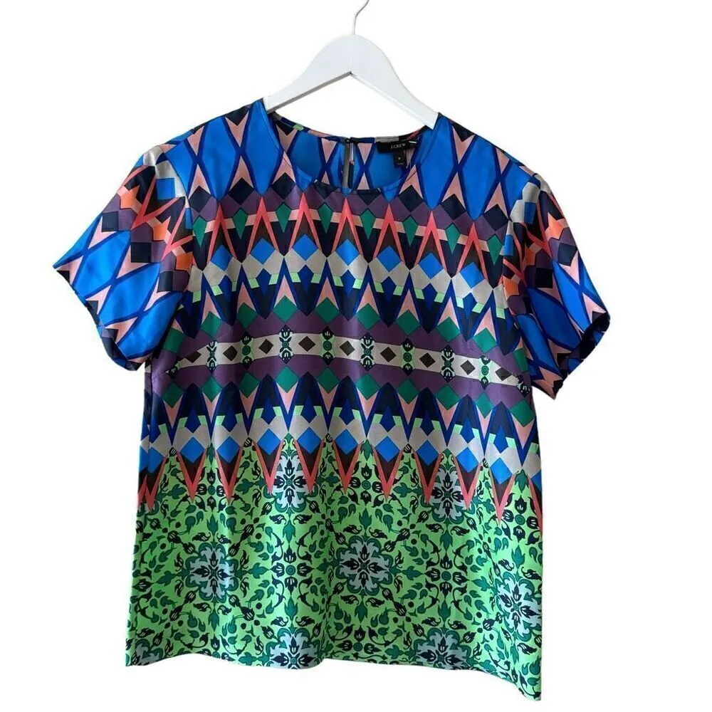 J CREW Gemstone Floral 100% Silk Top BlouseNew NWT SZ 6  #2009 - Image 2