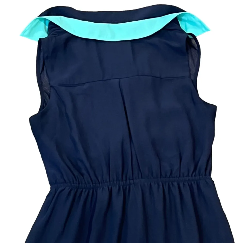 SWEET STORM blue dress short sleeveless collar elastic waist size medium - Image 4