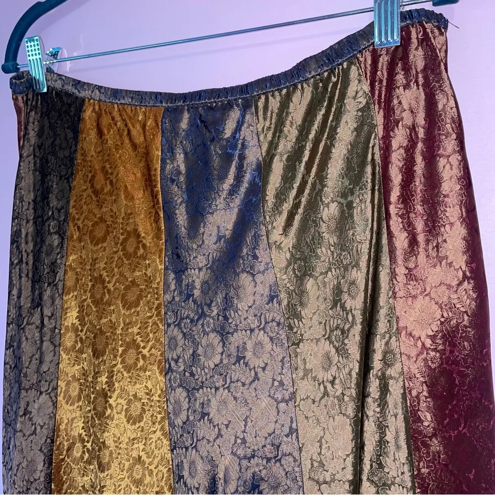 Chico's L Silk Blend Multicolor Satin Midi Skirt Boho Renaissance - Image 2