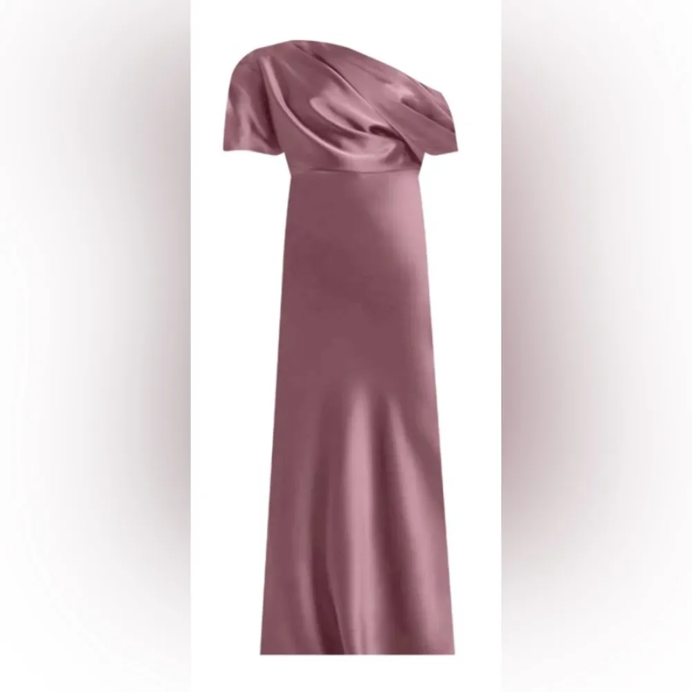 NWT Amsale Draped Satin One Shoulder Dress Mauve, Size 2 New w/Tag Pink - Image 2