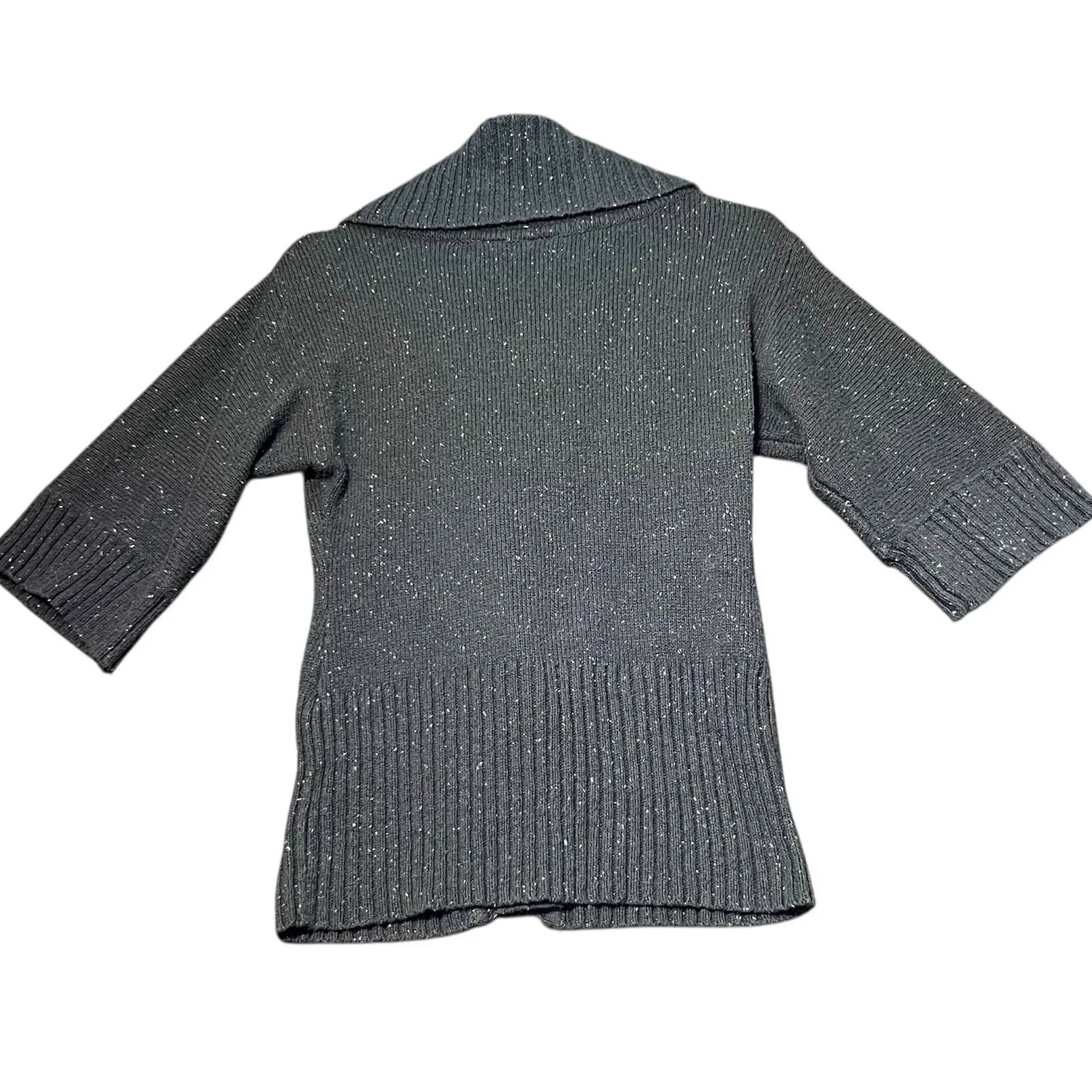 Cato Cardigan Sweater Womens Small Black Speckled Knit Button Front - Image 3