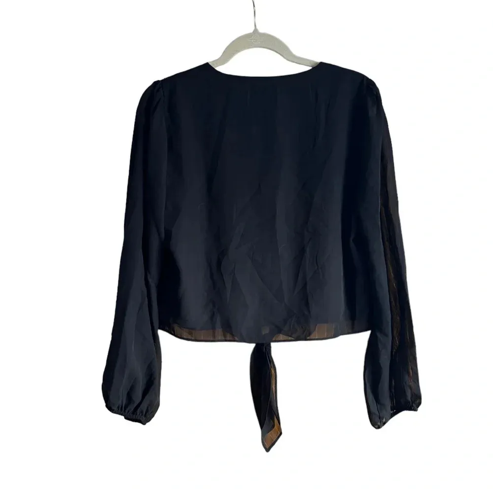 WAYF BLACK TIE FRONT BLOUSE - Image 4