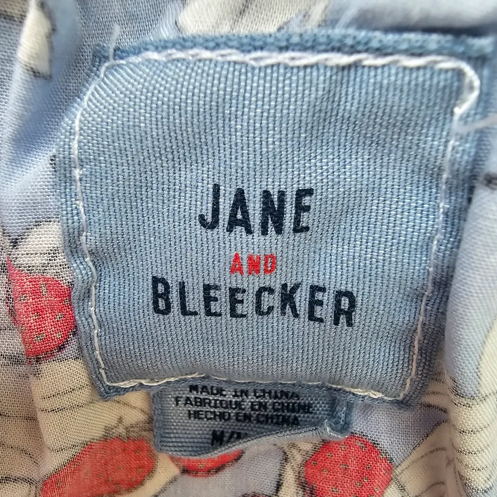 Jane And Bleecker Light Blue Strawberry Flower Print Sleepwear Dress Size M Size M - Image 4