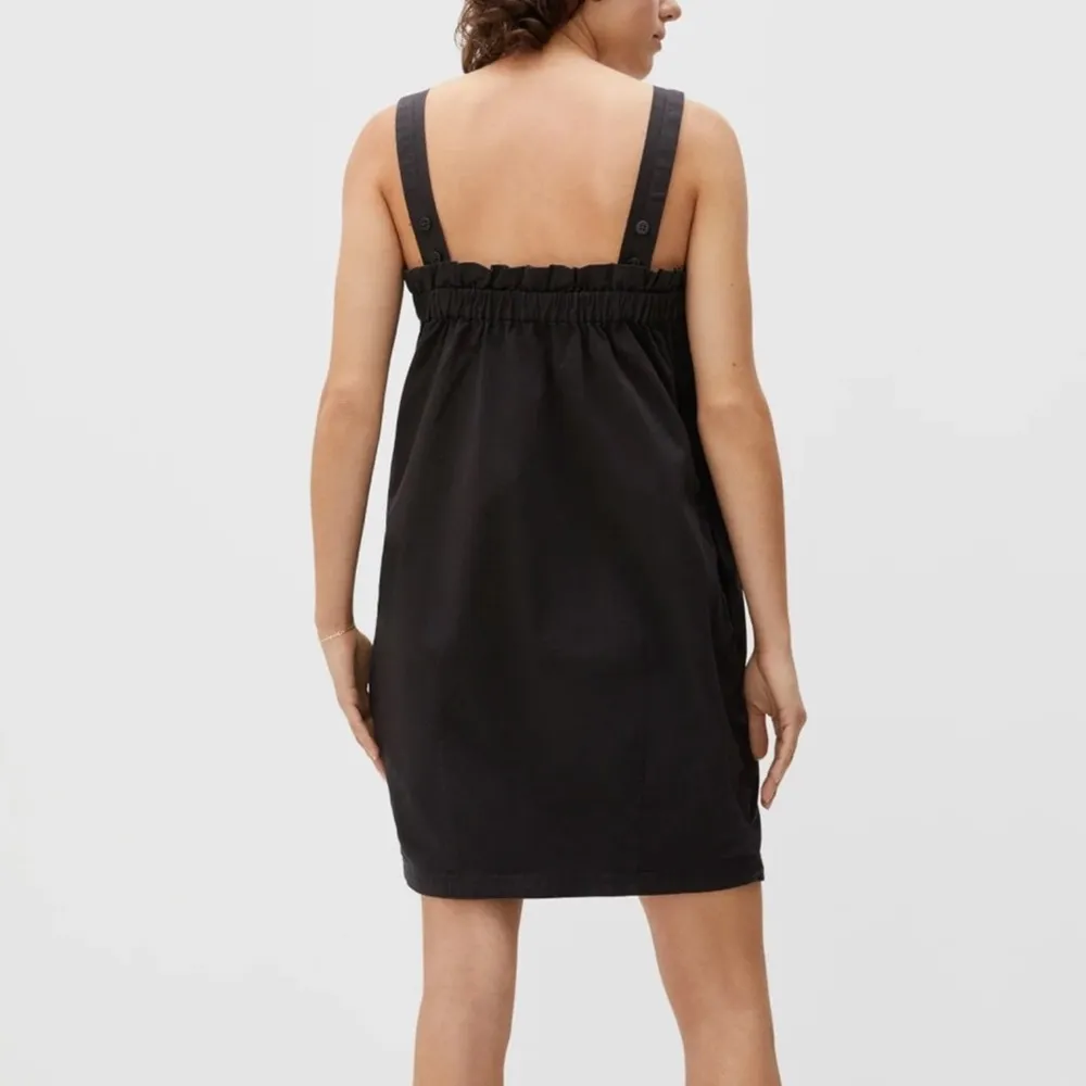 Everlane Paper Bag Dress Black Cotton Mini Pockets Neutral Casual summer Medium - Image 3
