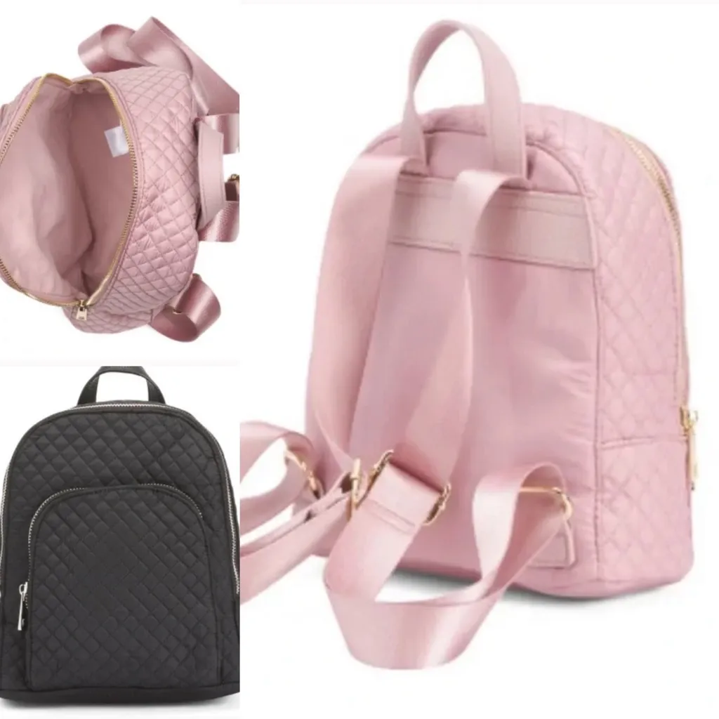 Cynthia Rowley Mini Quilted Backpack Black Nylon with Adjustable straps - Image 2