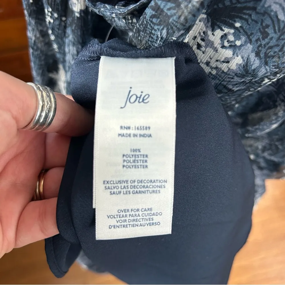 Joie | Baltic Print Navy Chiffon Sleeveless Midi Dress Size L NWT - Image 5