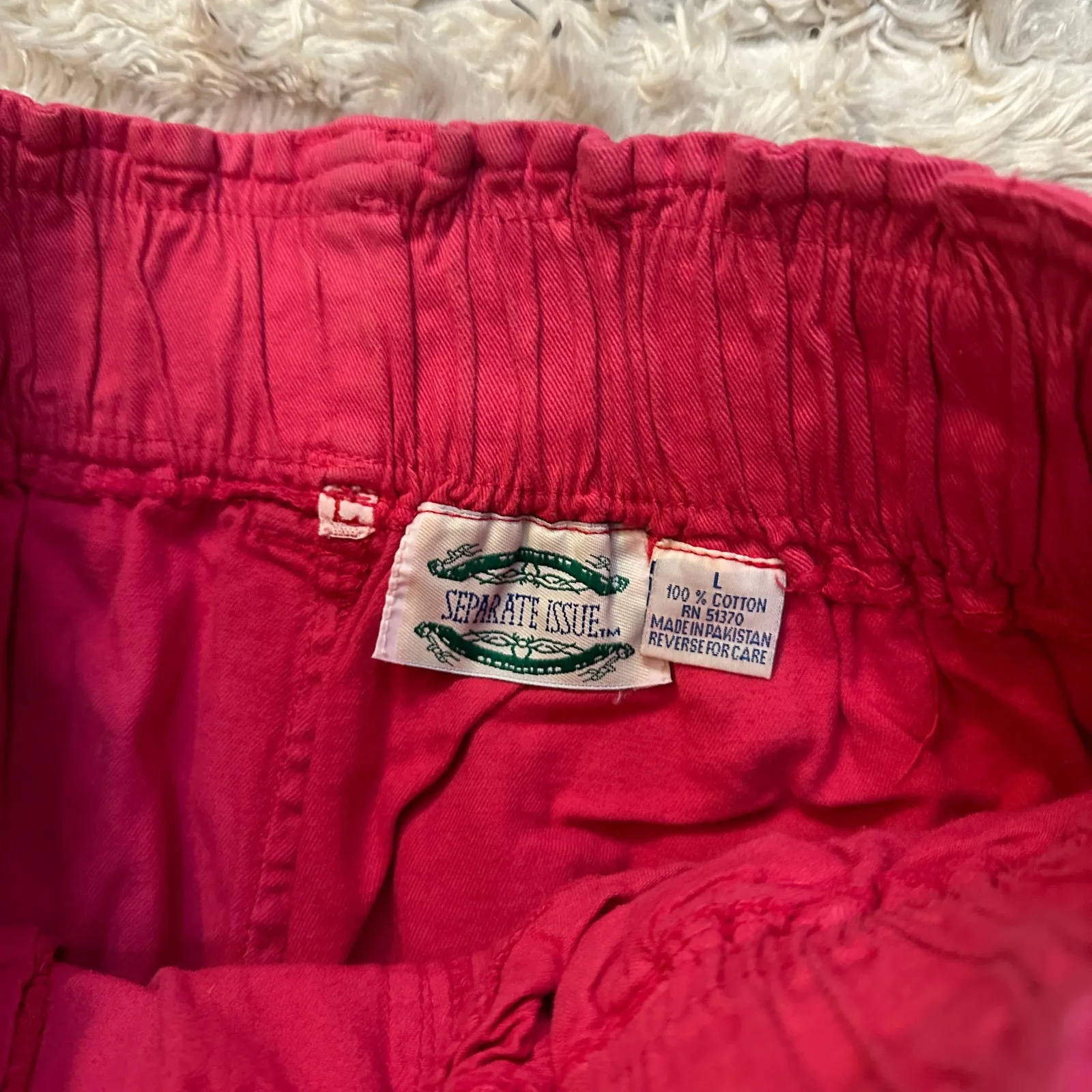 Gorgeous Vintage 80s Hot Pink Berry Elastic Waist 100% Cotton Baggy Jeans Large - Image 8