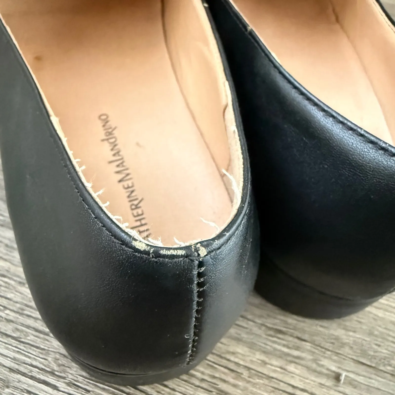 Catherine Malandrino Ceci Black‎ Leather Pearl Embellished Loafer Shoes Size 9.5 - Image 8