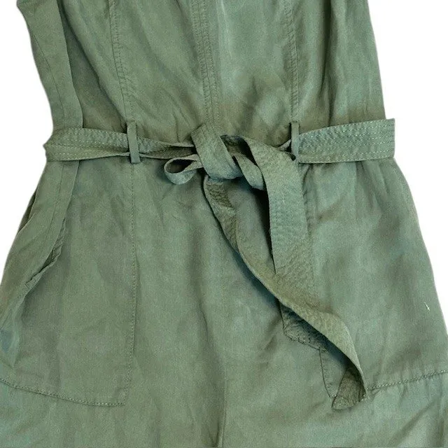 Banana Republic Olive Green Jumpsuit Sleeveless Belted Utility Pockets‎ Size 4 - Image 7