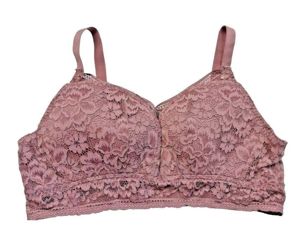 Knix Womens Wireless Lace Bustier XXL Vintage Plum Bralette Lightweight Hook Eye Pink Size undefined - Image 1