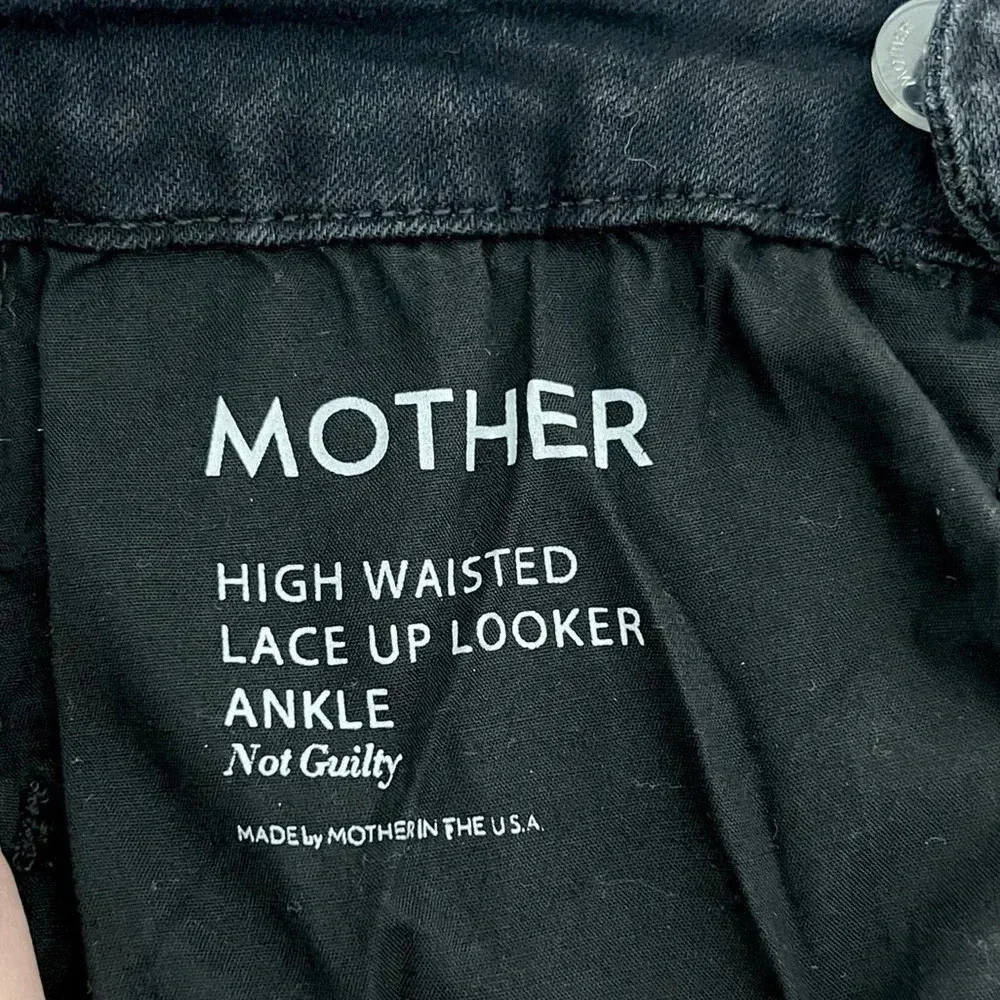 MOTHER High Waisted Lace Up Looker Skinny Jeans Not Guilty Black Size 29 - Image 9