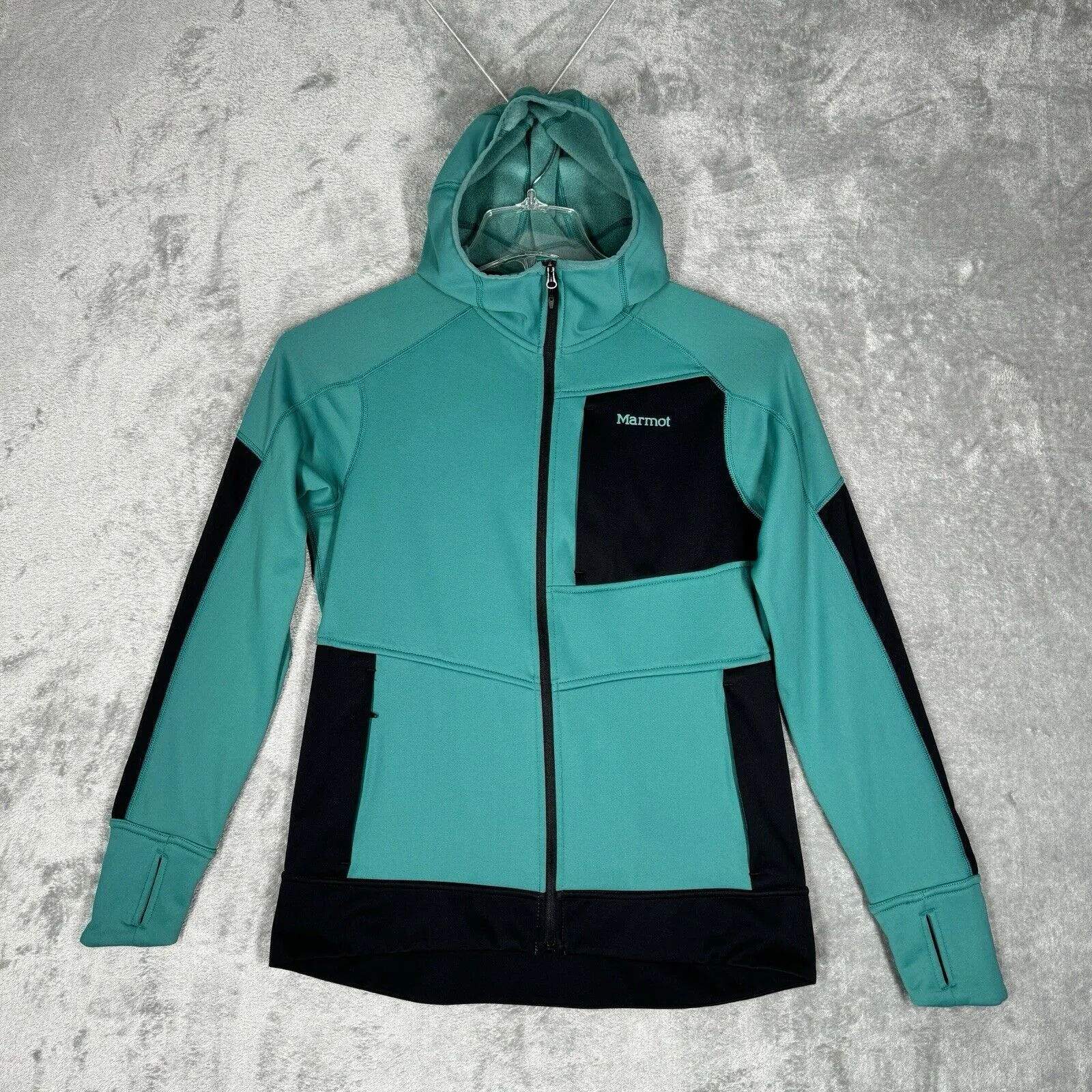 Marmot Shirt Womens Medium Green Black Dawn Hoodie Zip Up Jacket Casual Outdoors - Image 2