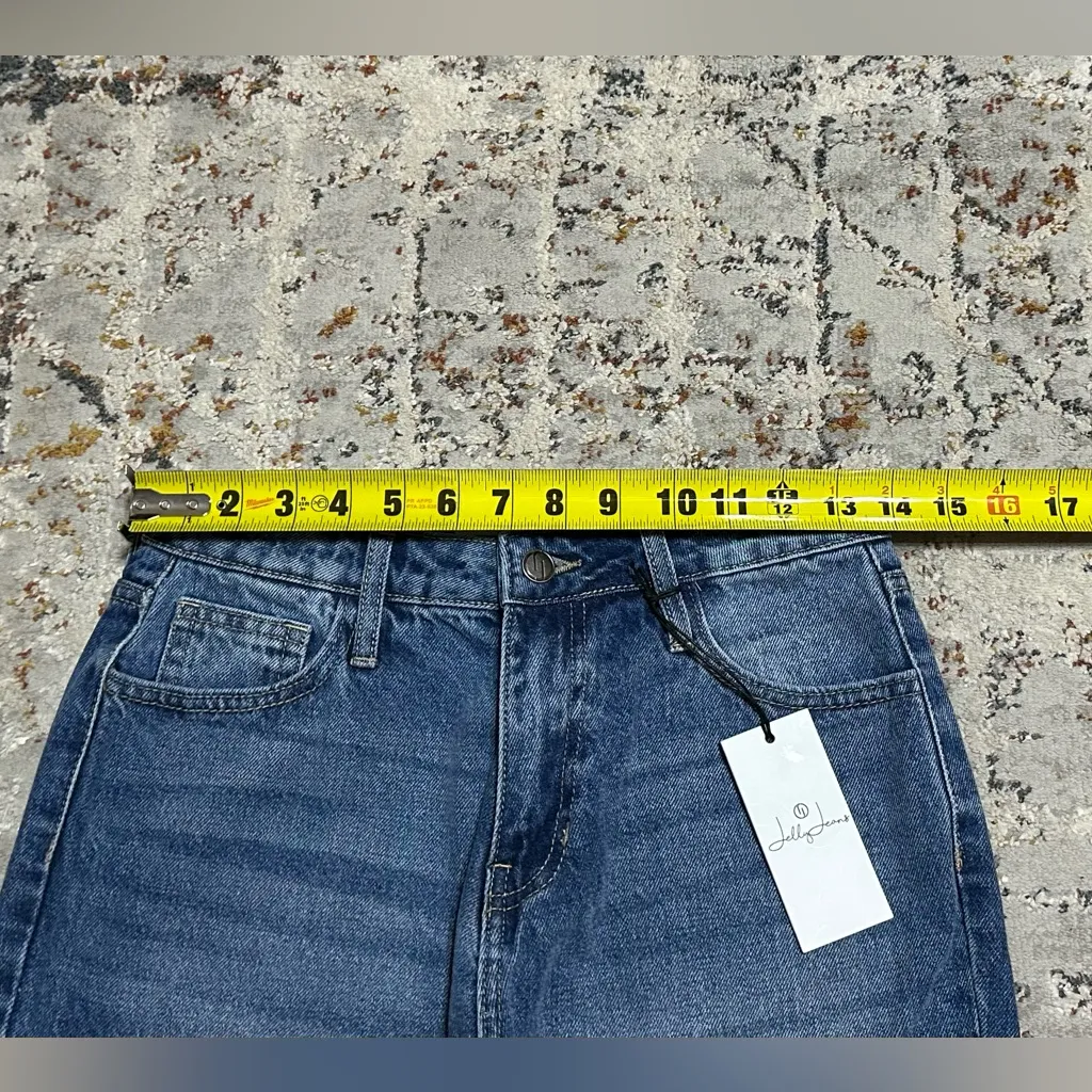 JELLY JEANS straight leg cropped jeans size 3 NEW 100% cotton Blue - Image 4