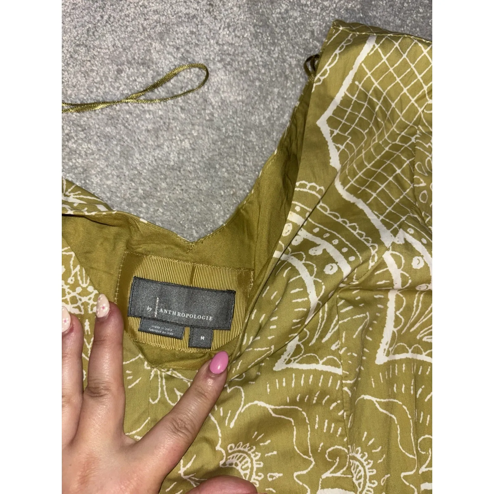 anthropologie dress long sleeve maxi full pockets‎ M V Neck Lined Green - Image 7