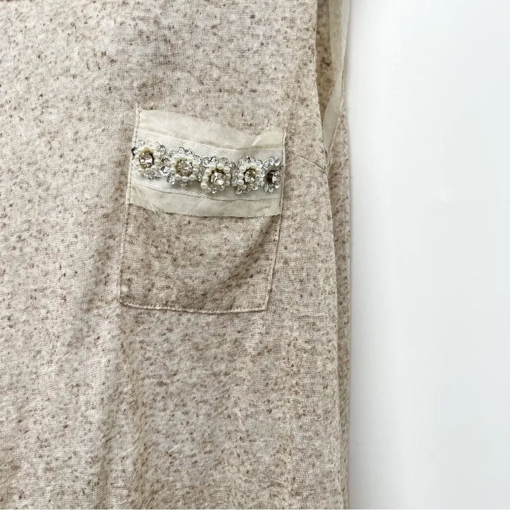 Anthropologie a’reve Rhinestone Pearl Beaded Pocket Lace Trim Blouse Tank Top - Image 7