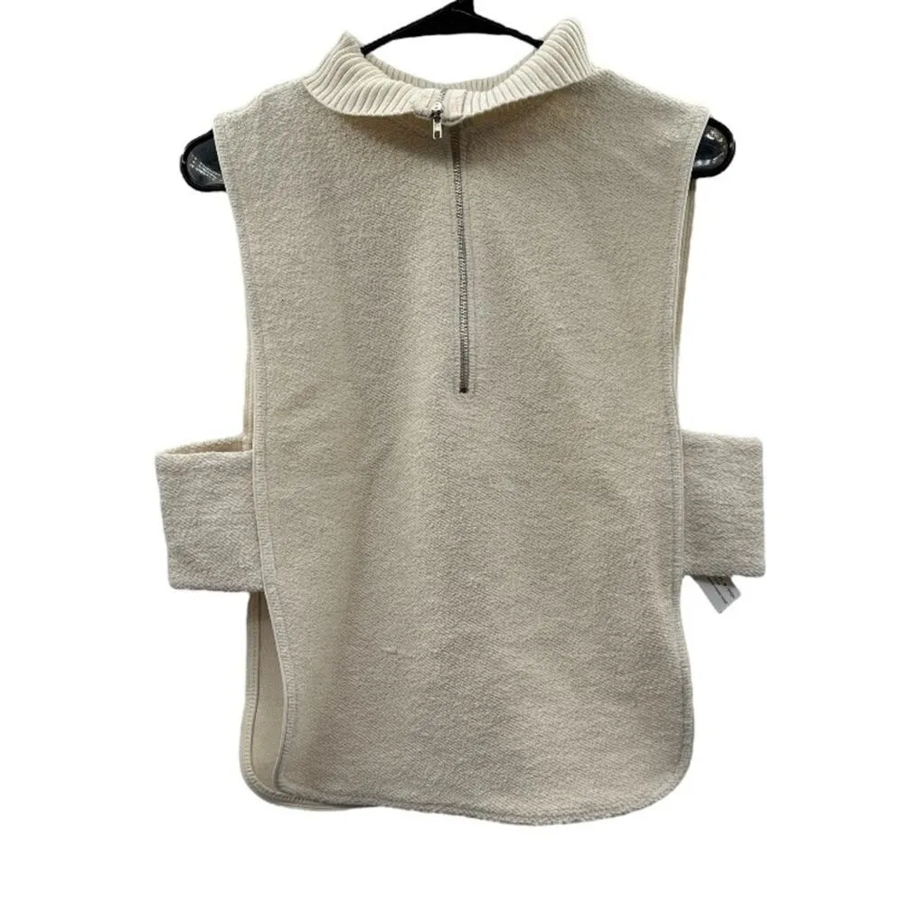 Zara‎ Off White Cream Sleeveless Half Zip Open Side Jacket Top Size M/L - Image 3